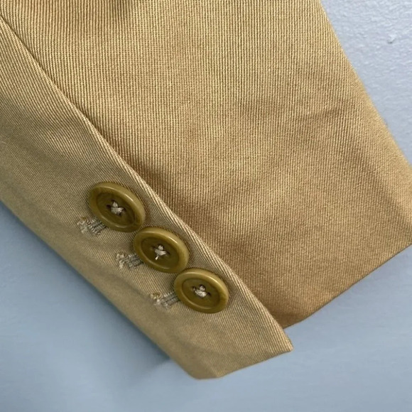 L.L. Bean Neutral Blazer Camel Tan Twill Cotton  Long Sleeve Padded Preppy 6 - Picture 7 of 14